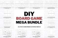 the diy board game mega bundle is shown with instructions to make it easier for kids to play