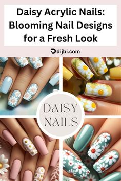 This article showcases a range of nail designs inspired by the timeless beauty of daisies.  #septembernails #naildesign #nailsideas #nailart #acrylic #nailgel #fall nails #winter nails #halloweennails #christmasnails #trendynails #winternailart #fallnailsideas #dibji Daisy Acrylic Nails, Chic Nail Art, Spring Acrylic Nails, Blue Acrylic Nails, Daisy Nails, Pink Acrylic Nails, Nails Desing, Acrylic Nail Art, Nail Designs Spring