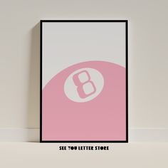 a pink and white poster with the words see your little store on it's side