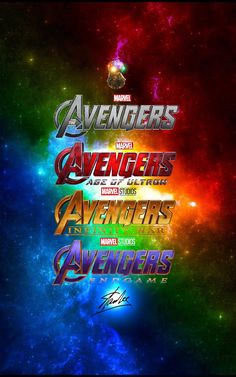 the avengers movie poster is shown in multicolors