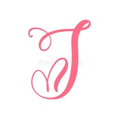 the letter j with swirls and curls in pink on white background royalty illustration stock images