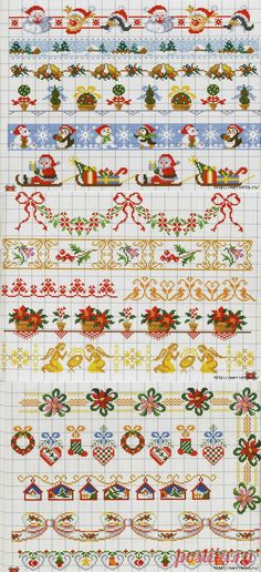 a cross stitch pattern with santa's sleighs on it