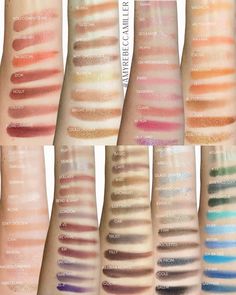 Seint Swatches, Seint Lip And Cheek Color, Seint Lip And Cheek, Eyeshadow Guide, Eyeshadow Swatches, Eyeshadow Matte, Makeup For Hazel Eyes, Green Eyeshadow, Brown Eyeshadow