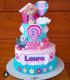 Skye Birthday Cake Paw Patrol, Sky Birthday Party Paw Patrol Cake, Paw Patrol Cake For A Girl, Sky Paw Patrol Birthday Cake, Pastel Skye Paw Patrol, Everest Paw Patrol Cake, Girl Paw Patrol Cake, Paw Patrol Girl Cake, Skye Birthday Cake