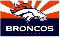 the denver football team logo on an orange, blue and white background with sunburst