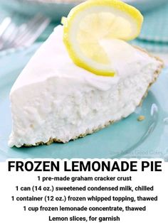 a piece of frozen lemonade pie on a plate