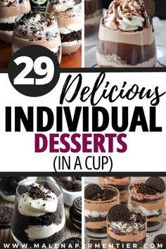 indvidual desserts in a cup Dessert Cups, Cute Desserts, Single Serve, Chocolate Mousse