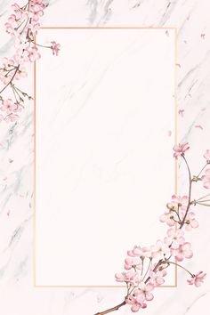 pink flowers on a marble background with a gold frame for the text in the center