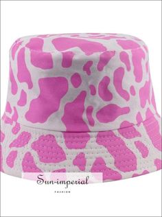 Pink Cow Print Reversible Black White Cow Pattern Women Bucket Hat Cow Bucket Hat, Cow Print Bucket Hat, White Bucket Hat, Bucket Hat Style, Bucket Hat Women, Bag Prada, Summer Sun Hat, Pink Cow, Sun Protection Hat