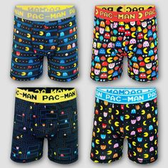 Your gamer kid will be ready for daily adventures with a pair from this 4-Pack of Pac-Man Athletic Boxer Briefs. These regular-rise boxer briefs are crafted from a moisture-wicking, stretchy fabric for a fresh feel and ultra-cool comfort. Plus, they're designed with full elastic waistbands to offer them a comfy, stay-put fit. This pack includes four pairs of boxer briefs, each featuring Pac-Man gameplay-inspired prints on a different solid backdrop, making them sure to be an instant hit with you Solid Backdrop, Pac Man, Fabric Tape, Pair Of Pants, Boxer Briefs, Stretchy Fabric, Briefs, Moisture Wicking, Elastic