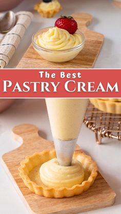 the best pastry cream in bowl and piped into tart Filling For Cream Puffs, Vanilla Pastry Cream Recipe, Cream Filling Recipe, Vanilla Pastry Cream, Pastry Cream Recipe, Pastry Cream Filling, Cake Filling Recipes, Cream Puff Recipe