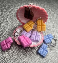 Cute novelty chocolate earrings resin pendant with stainless steel hooks. Very cute Cute Pink Keychains As Gifts, Chocolate Earrings, Purple Cartoon, Earrings Resin, Polymer Clay Ideas, Resin Pendant, Multiple Color, Clay Ideas, Cool Things To Make