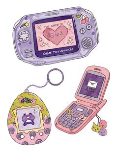 an image of two electronic devices with key chains attached to the keyshells and one has a heart on it