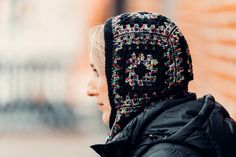 The Twilight is a slouchy lightweight balaclava, a perfect mix of boho and elegance! 8 intricate granny squares come together to form this beauty, alternating a black viscose with a merino wool hand dyed rainbow yarn. A slim border frames both the hood and neck for a nice put together look. As mentioned before, these yarns are both nice and light, totally unopressive and never itchy, more of a slinky feel to it. The circumference at the neck is about 23 inches and the length from crown to edge i Twilight Crochet, Balaclava Granny Square, Granny Square Balaclava, Hood Crochet, Balaclava Crochet, Crochet Balaclava, Crochet Hooded Scarf, Rainbow Yarn, Crochet Hood