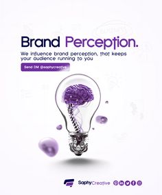 an advertisement for brand perception, featuring a light bulb with a brain in it