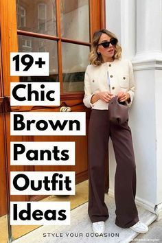 Styling Dark Brown Pants, Dark Brown Wide Leg Pants Outfit, Brown Pleated Pants Outfit, How To Wear Brown Pants, Chocolate Brown Pants Outfit For Work, Chocolate Outfit Ideas, Chocolate Pants Outfit, Wide Leg Brown Pants Outfit, What To Wear With Brown Pants