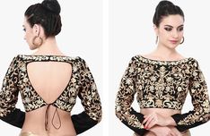 Back cut blouse Boat Neck Blouse Pattern, Types Of Blouse Designs, Boat Neck Saree Blouse, Saree Jacket, Saree Jackets