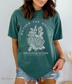 This Comfort Color Postpartum shirt is a soft and durable t-shirt designed for doulas, midwives, labor and delivery nurses, postpartum doulas, moms, or anyone who wants to help raise awareness for taking care of mothers postpartum.  This is the perfect trendy and comfy T-Shirt fits like a well-loved favorite. ✦ DETAILS: Soft cotton and quality print make users fall in love with it over and over again. These pre-shrunk t-shirts have ribbed knit collars to bolster shaping. The shoulders have taping for a better fit over time. Dual side seams hold the garment's shape for longer. ◦ 100% ringspun garment-dyed cotton ◦ Retail fit ◦ Double-needle stitching ◦ Sewn in twill label ◦ Unisex Sizing, but the shirt typically runs slightly large for the ladies! If you're going for a more fitted look, we Breastfeeding Shirts, Doula Gifts, Doula Business, Vintage Shirt Design, Postpartum Doula, Labor And Delivery, Post Partum, Comfort Color, Look Plus