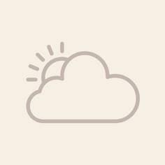 a cloud with the sun coming out of it's center, on a beige background