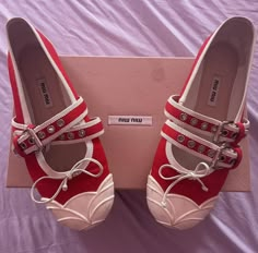 Miu Miu Ballet, Miu Miu Flats, Miu Miu Shoes, Stunning Shoes, Girly Shoes, Aesthetic Shoes