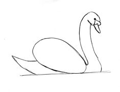 a black and white drawing of a swan