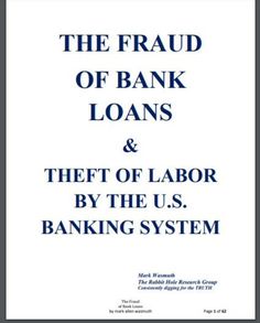 the cover for the book, the fraud of bank banks and their effect on the u s banking system