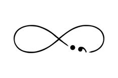 an infinite sign with two dots in the middle and one dot at the end, black on white