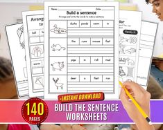 the worksheet is for children to practice their handwriting and writing skills with pictures