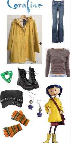 an image of clothes and accessories for children to wear in the fall or winter season