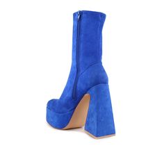 Vegan suede upper with man made sole Side zipper closure Heel measures approx. 5.5" H Platform measures approx. 2" H Imported Heels Blue Royal, Heels Blue, Wedges Heels, Into Fashion, Women's Footwear, Shoe Box, Wedge Heels, Side Zipper, Women's Shoes