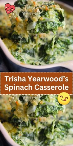 spinach casserole with broccoli and cheese in it