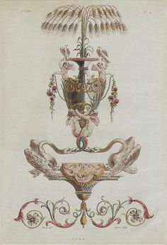 an illustration of a lamp with two swans on it's arms and one bird perched on top