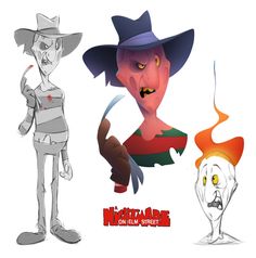 three cartoon characters with different facial expressions, including one wearing a hat and the other as a