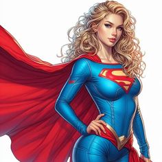 a drawing of a woman in a superman costume