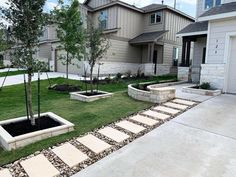 the front yard is clean and ready to be used as a landscaping area for this home