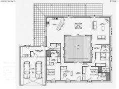 the floor plan for a house with two car garages and an open living area