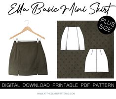 the basic mini skirt sewing pattern is shown