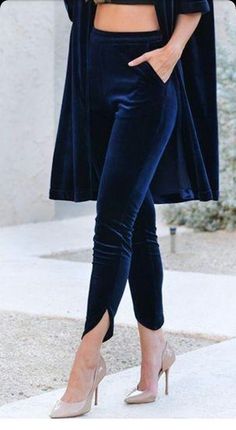 Elegant Blue Pantsuit For Wedding, Elegant Party Set With Trousers, Elegant Velvet Formal Pants, Elegant Cape Sets For Spring, Elegant Spring Cape Set, Velvet Shrug, Womens Pants Design, Velvet Dress Designs, Velvet Clothes