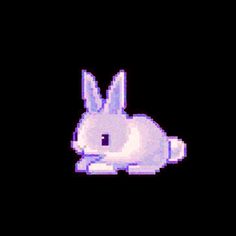 a white rabbit sitting on top of a black surface