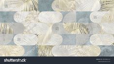 an abstract gold and silver wallpaper with palm leaves on checkerboard pattern background