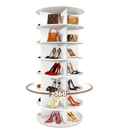 PRICES MAY VARY. 360° Rotating Display Rack: The swivel shoe rack tower is designed with 360 degree rotation, just one turn, you can experience the convenience of the spinning shoe organizer, which allows you to manage and display your shoes easily, saving you time and trouble. The space-saving design can hold many shoes or bags, keeping your items neatly organized and every shoe visible at a glance. 7-Tier Revolving Round Shoe Rack: The turning shoe rack tower has 4 compartments on each level, Spinning Shelf, Spinning Shoe, Cool Home Gadgets, Circular Shelf, Storage For Shoes, Rotating Shoe Rack, Small Apartment Furniture, Rotating Display, Spin Shoes