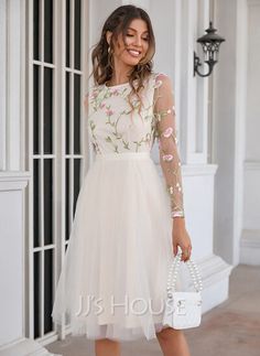 Homecoming Dresses Knee Length, Tulle Midi Dress, Tulle Homecoming Dress, Dress Homecoming, Knee Dress, Dress Silhouette, Knee Length Dresses, Quinceanera Dresses, Rehearsal Dinner