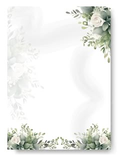 a white background with flowers and greenery