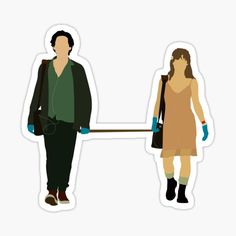 two people walking side by side sticker