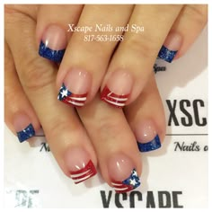 Sommer Nails, Patriotic Nails Design, Firework Nails, Summer 4th Of July, Patriotic Nails, Nails Holiday, Fourth Of July Nails, Fingernail Designs, Nails Easy