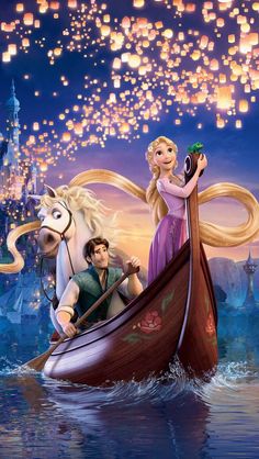 the poster for tangled with an image of a cat and a woman in a boat