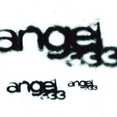 some type of graffiti written in black on a white background with the word angel above it