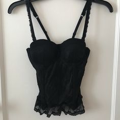 Cute/Sexy Corset With Padded Cups And Adjustable Straps Underwire Bra Friendly Camisole For Night Out, Night Out Camisole With Removable Bra Pads, Fitted Padded Cup Camisole, Black Underwire Camisole For Party, Fitted Coquette Bra For Night Out, Elegant Camisole Bra For Night Out, Coquette Fitted Bra For Night Out, Evening Camisole With Straps, Lined Body Camisole For Night Out