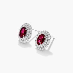 Luxurious Earrings, Double Diamond, Luxury Earrings, Halo Earrings, Ring Ideas, Double Halo, Ruby Jewelry, Wow Factor, Ruby Ring