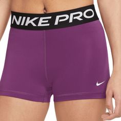 Nwt Women's Nike Pro Dri-Fit 3" Shorts. Style Is Tight Fit. Purple Nike Pros, Nike Pros Shorts Collection, Nike Pro Shorts Outfit, Nike Pro Shorts Orange, Nike Pro Shorts Collection, Nike Pro Spandex